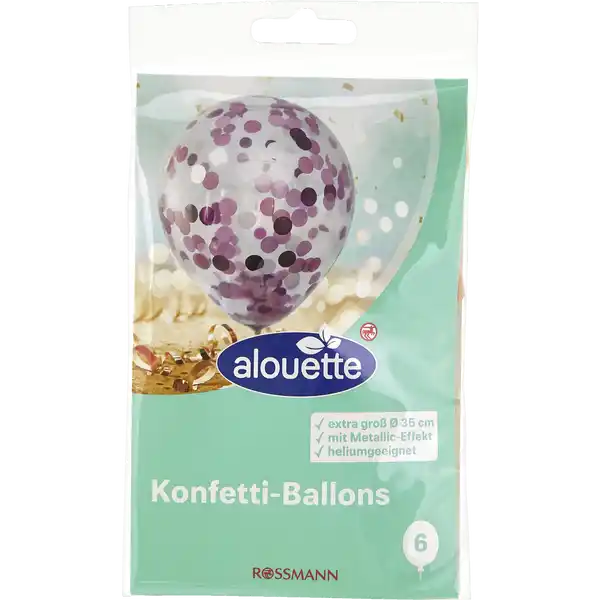 Luftballons mit Konfetti, farblich sortiert