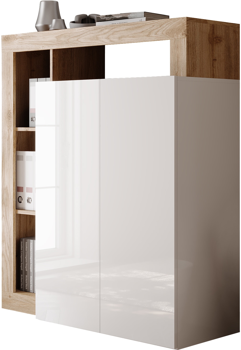 INOSIGN Sekretär »Hamburg Breite 108 cm, Höhe 126 cm, 2 Türen, PC-Schrank, Home-Office,« dekorativer Rahmen, Tastaturauszug, Stauraum, Multifunktional