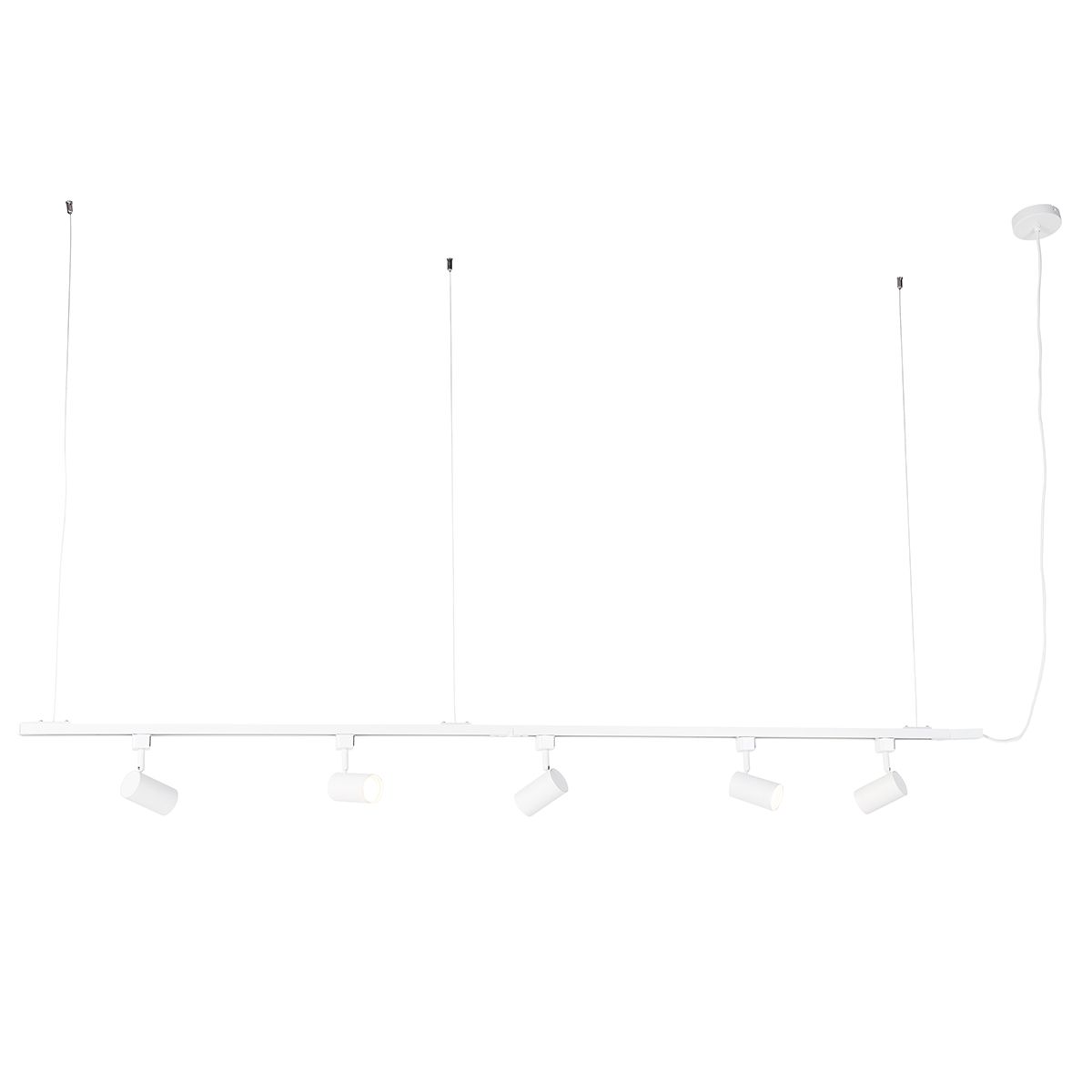 Modern hangend railsysteem met 5 spots wit 1-fase  - Iconic Jeana