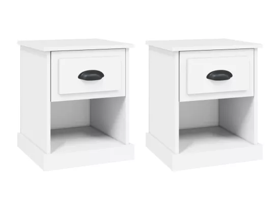 Tables de chevet 2 pièces blanc 39x39x47,5 cm bois d'ingénierie