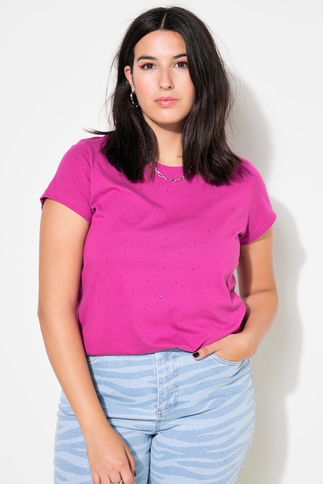 T-Shirt, Classic Shape, Glitzersteinchen