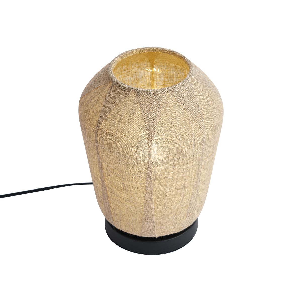 Japandi tafellamp zwart met beige linnen kap 21.5cm - Nami