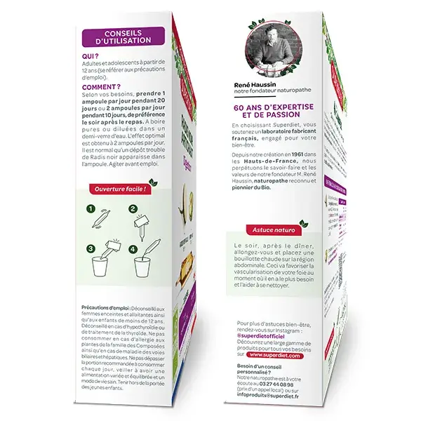 Superdiet Rabanete Preto Orgânico Alcachofra 20 ampolas