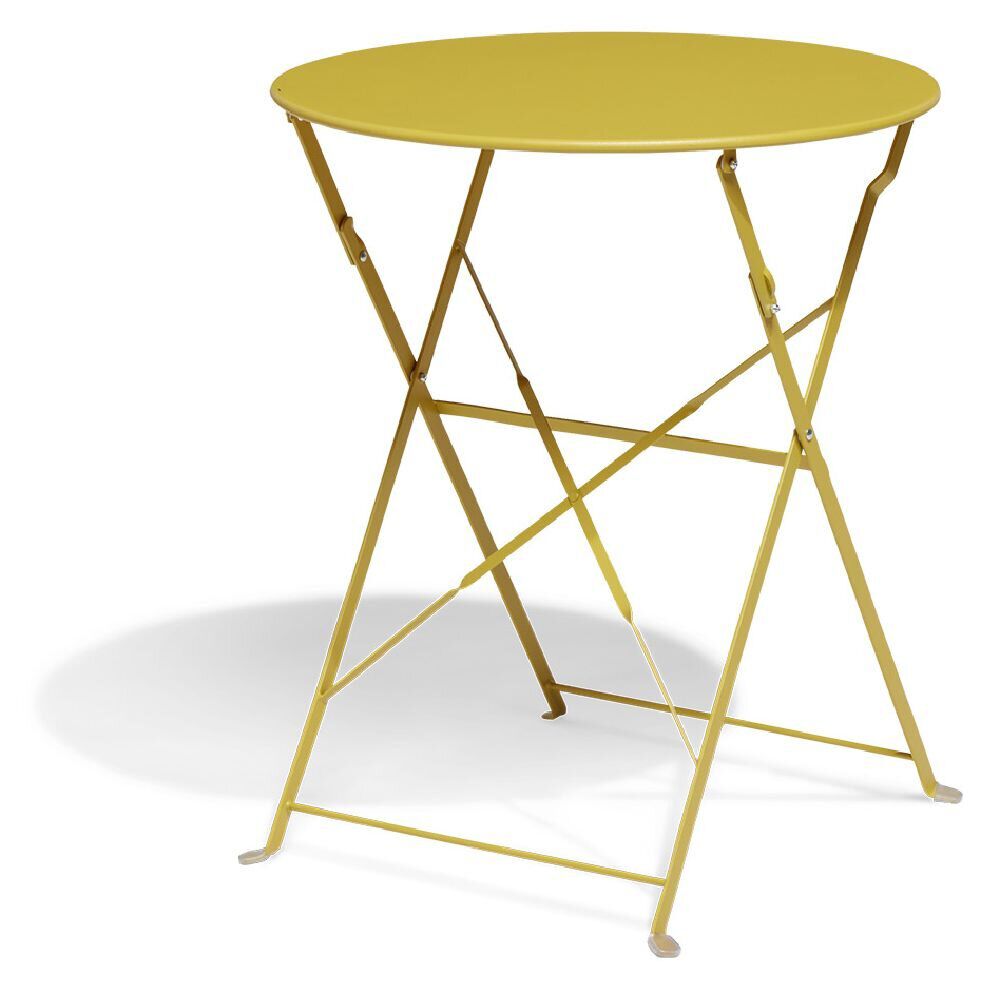 Table de jardin ronde Rio pliante métal jaune Ø60cmxH70cm