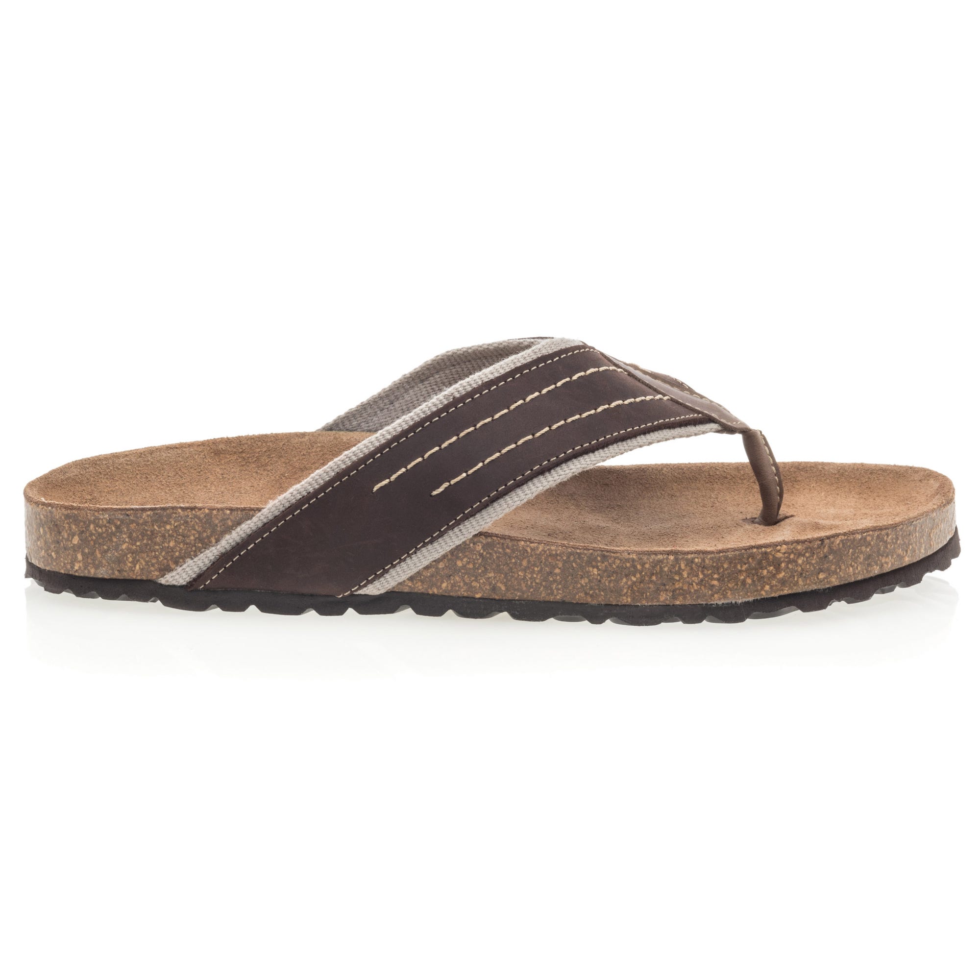 Mules semelle liège Homme en cuir marron