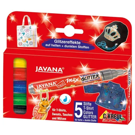 KREUL Javana texi mäx Glitter für helle und dunkle Stoffe 5er Set