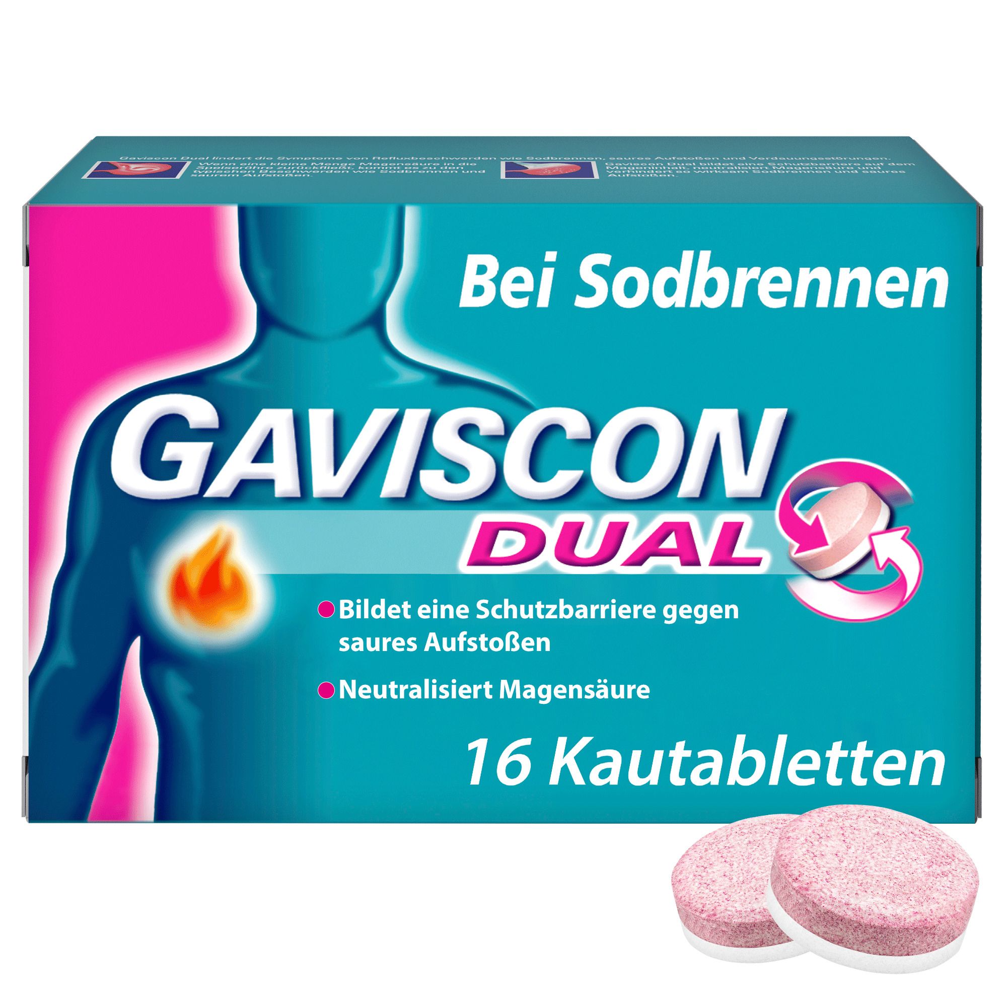 GAVISCON® Dual Kautabletten mit Zweifachwirkung gegen Sodbrennen