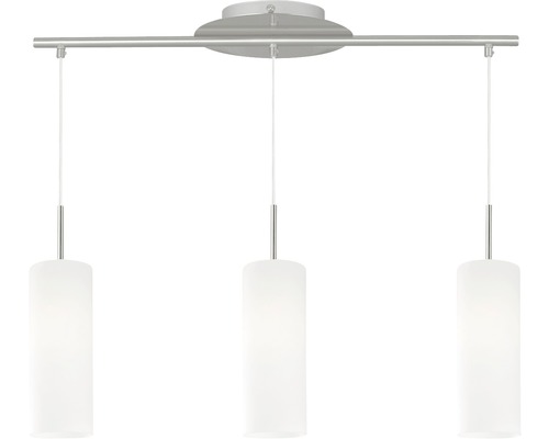 Hanglamp, 3-lichts, HxL 110x72 cm, satijn/wit