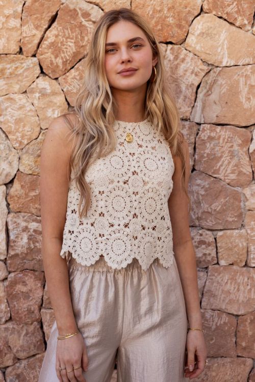 Beige gehaakte top