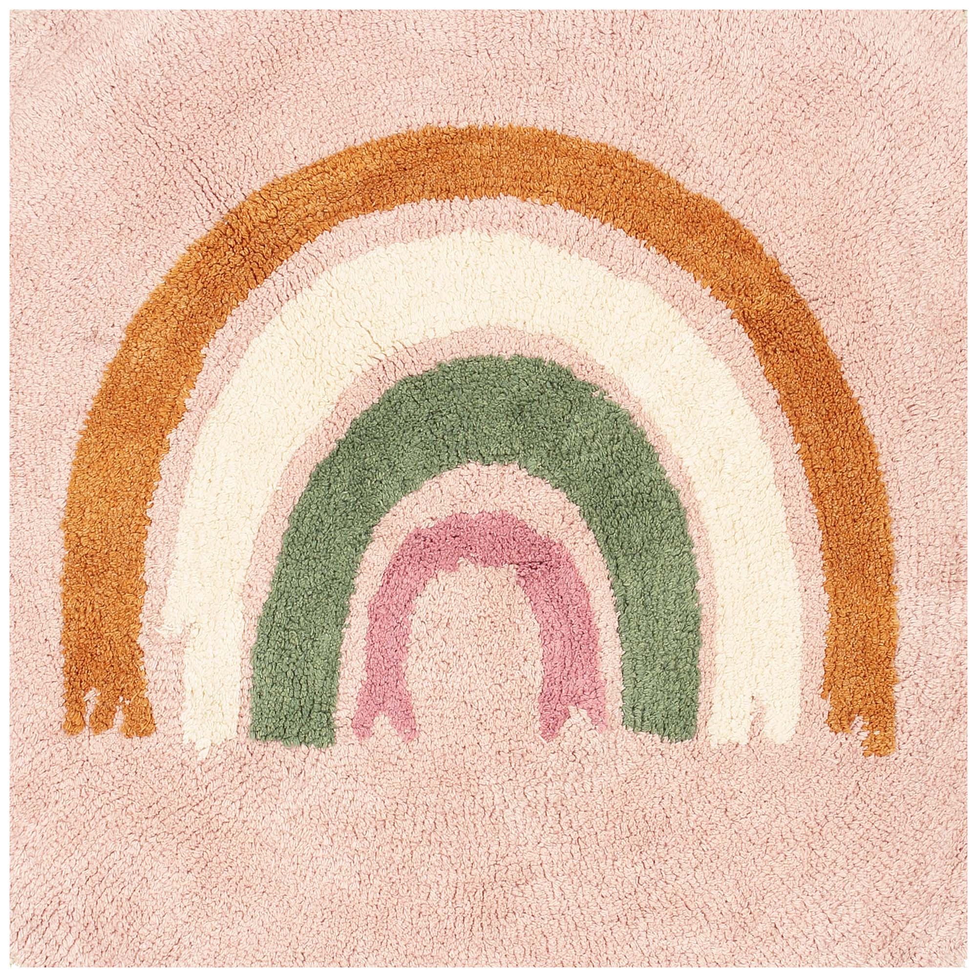 Prenatal vloerkleed regenboog rond roze