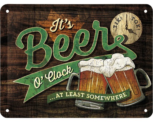 Blikken bord Beer O'Clock 20x15 cm