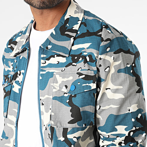 Veste Zippée Bleu Gris Camouflage