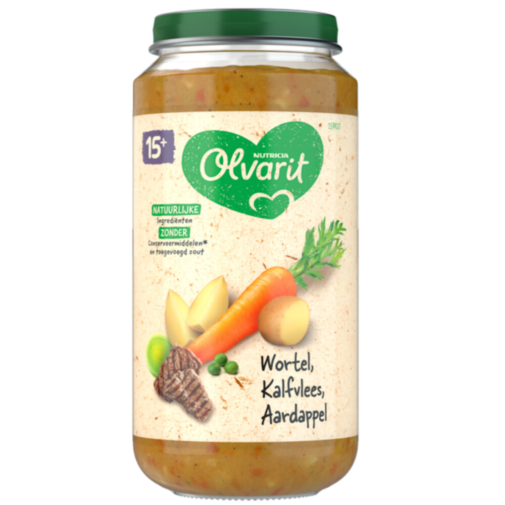 6x Olvarit Maaltijd 15m Wortel Kalfsvlees Aardappel250 gr