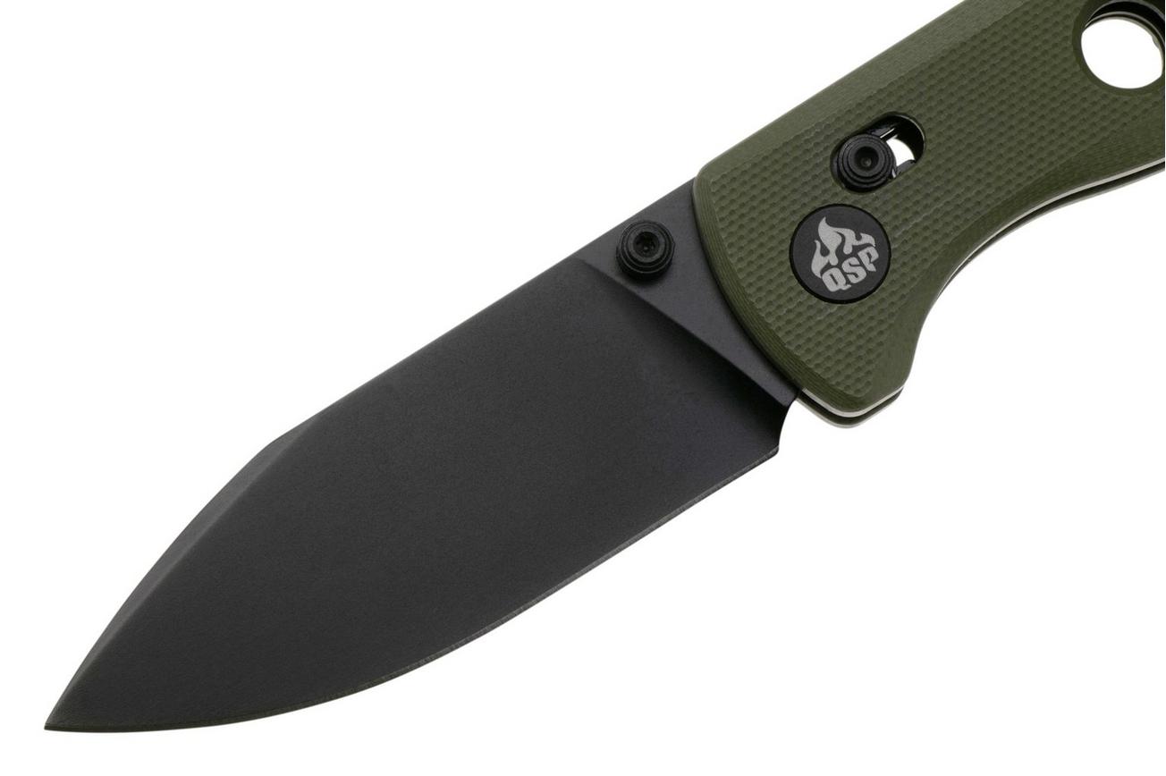 QSP Knife Canary Glyde 150GL-B2 Black 14C28N, Green G10, zakmes