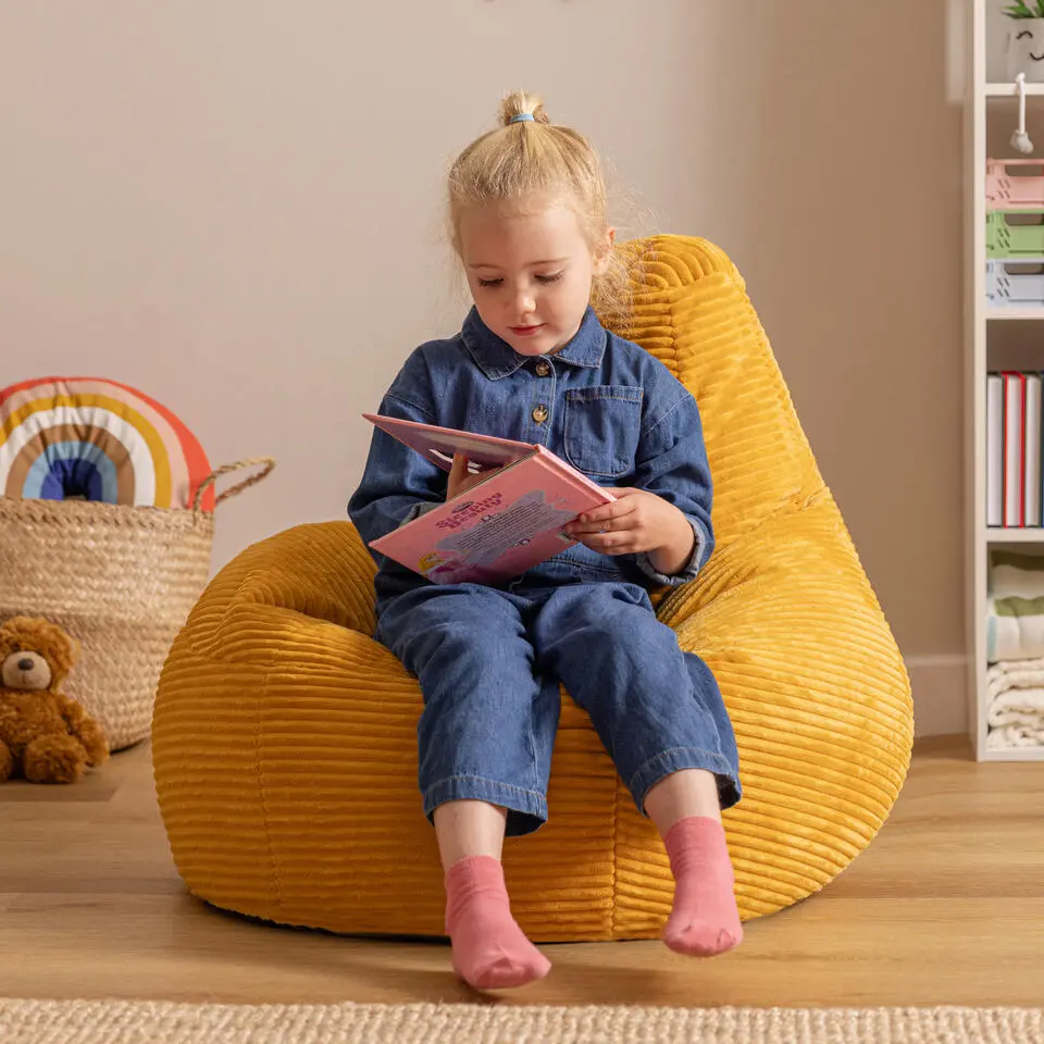 Set van 2 icon Kinderzitzakken Dalton - Corduroy Zitzak - Geel