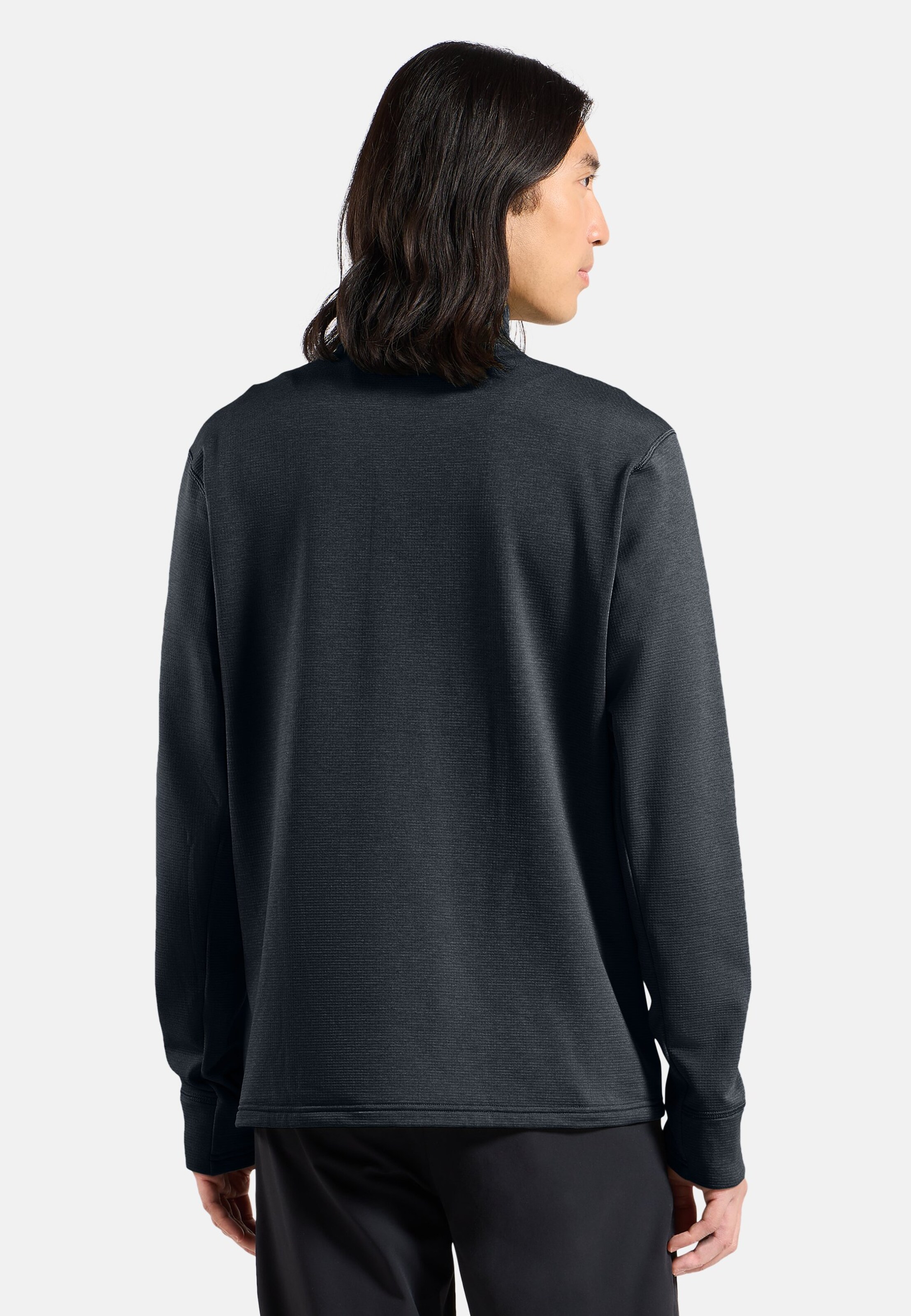 Essentials Multisport Mid Layer aus Grid-Fleece mit Reissverschluss in black melange