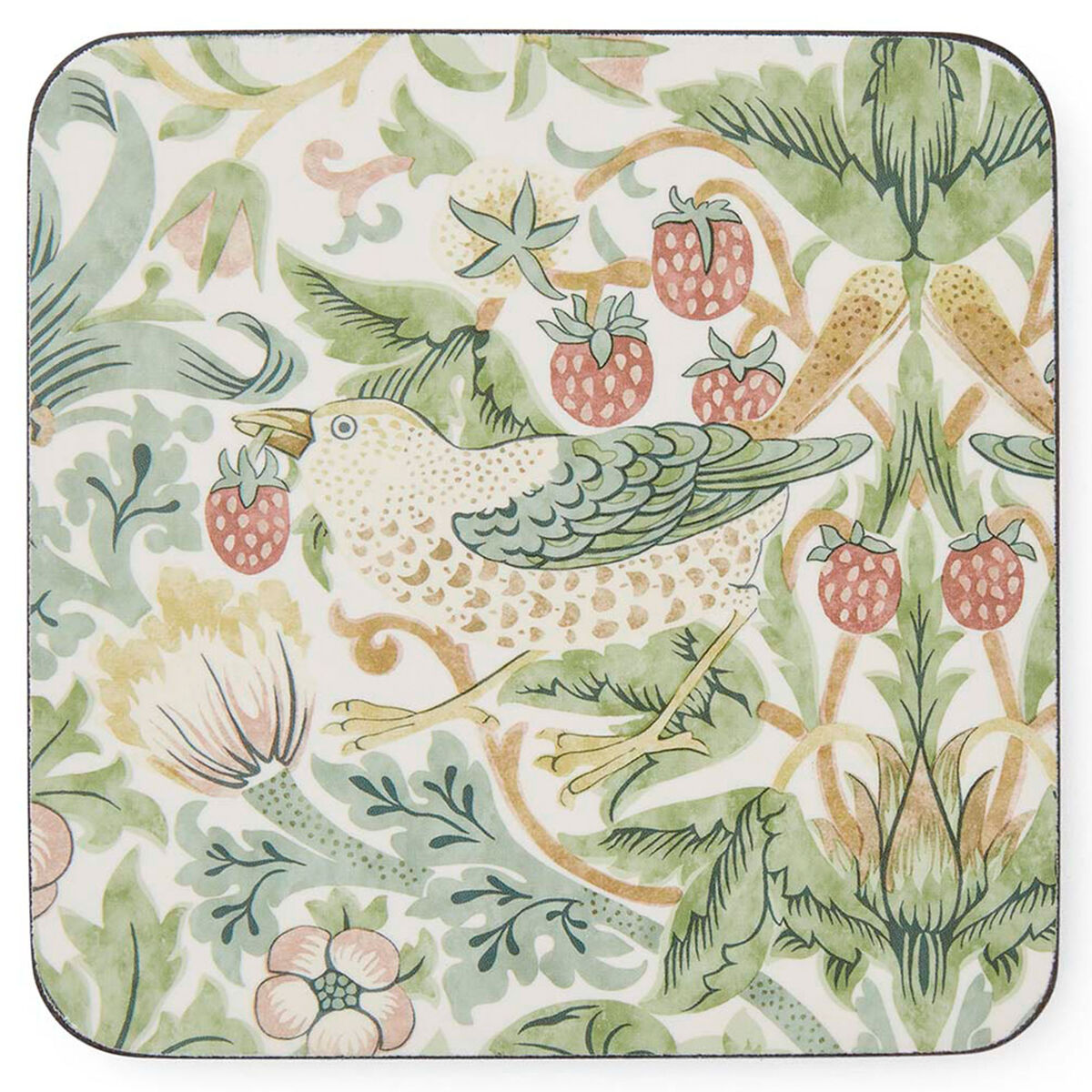 Spode Morris & Co Strawberry Thief glassbrikker 6-pakning, grønn