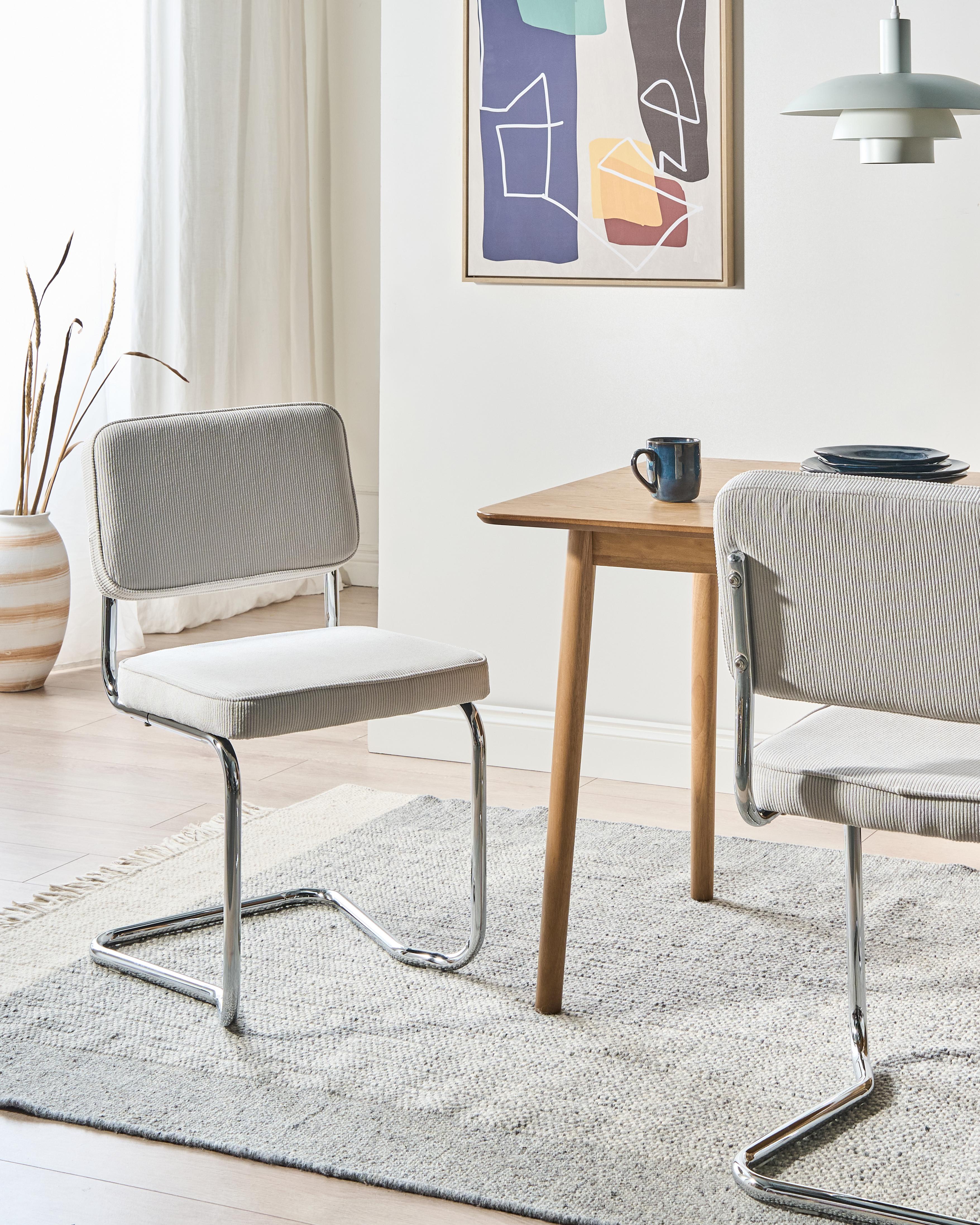 Set van 2 eetkamerstoelen IRWIN Corduroy Gebroken wit