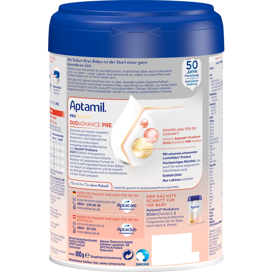 Aptamil Anfangsmilch Profutura Duo Advance Pre 800 g von Geburt an