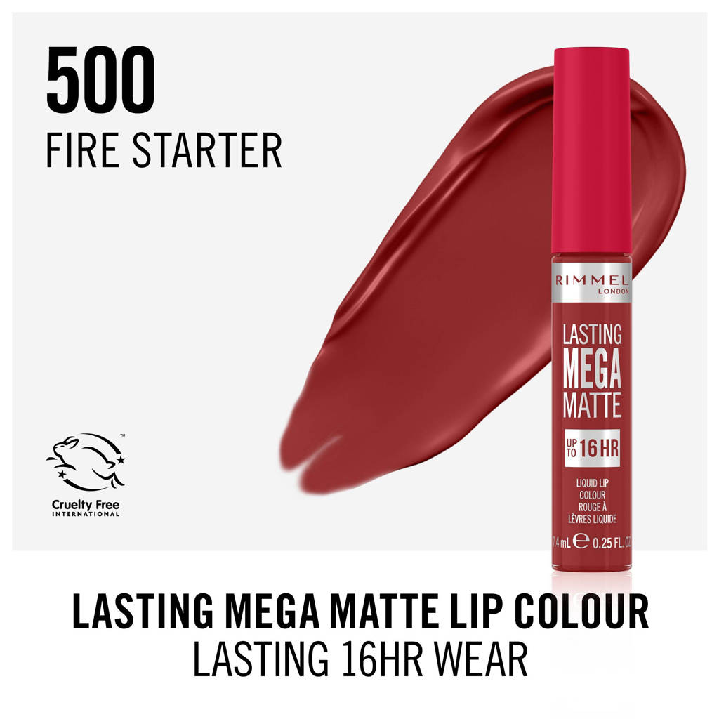 Rommel Londen Lasting mega Matte liquid lipLasting Mega Matte Liquid Lip lipgloss - 500 Fire Starter