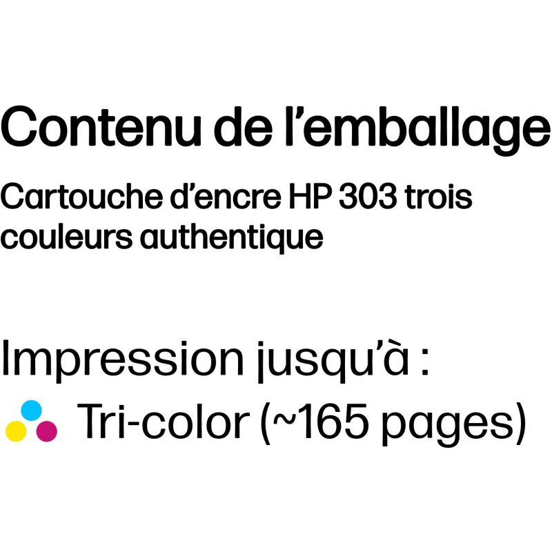 HP Cartouche d’encre 303 trois couleurs authentique