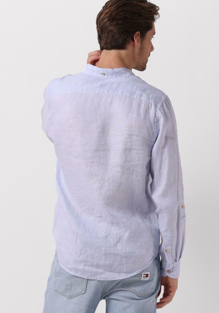 SCOTCH & SODA lichtblauwe scotch & soda casual overhemd linen shirt with roll-up