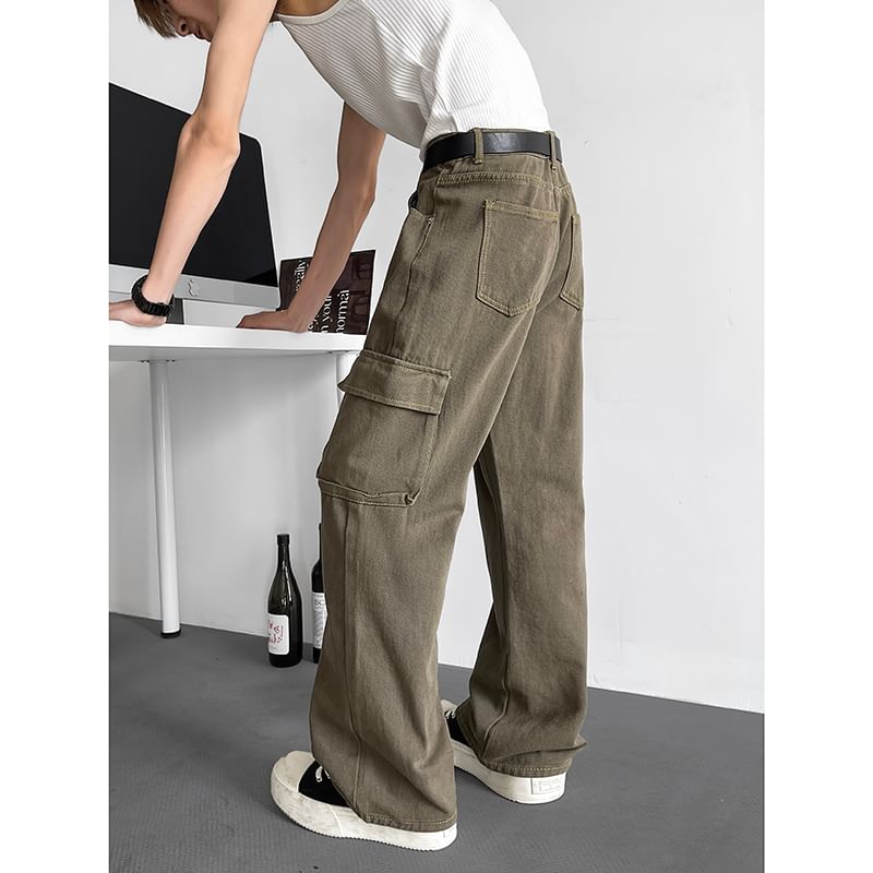 Plummie - Mid Rise Plain Wide Leg Cargo Pants