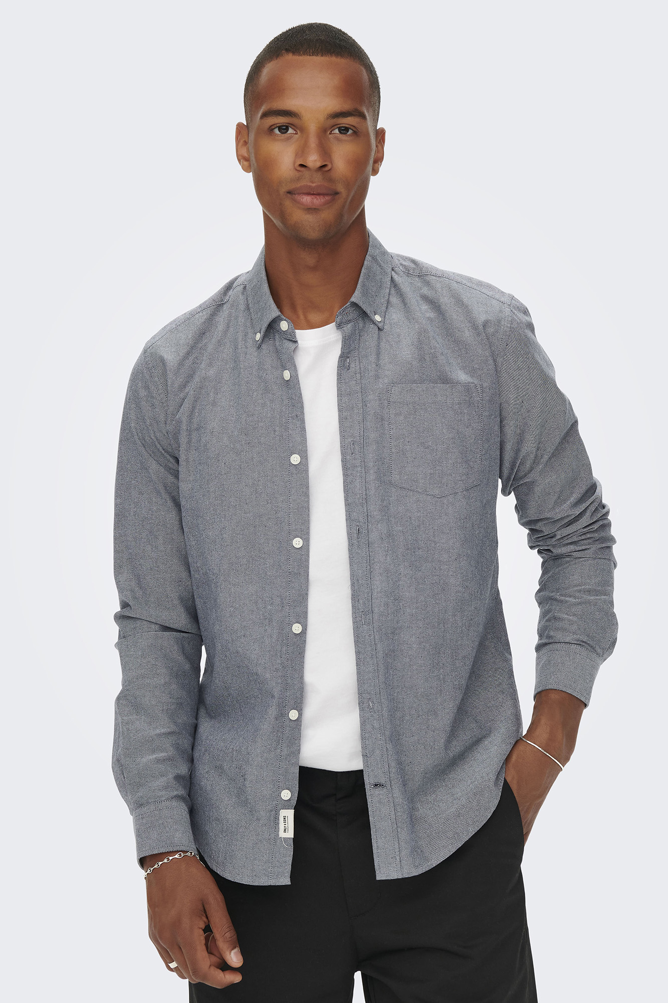 Camisa Oxford de manga comprida
