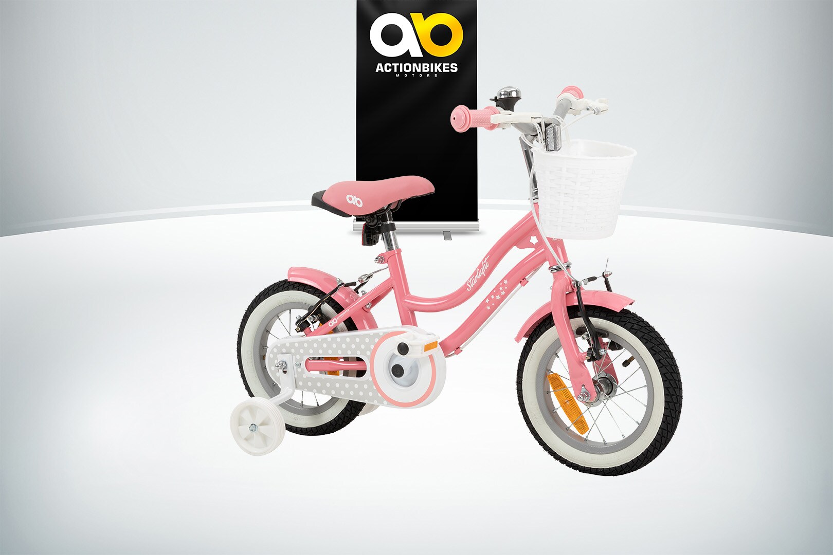 Actionbikes Kinderfahrrad Starlight 12 Zoll, Rosa, Stützräder, Fahrradkorb, Klingel, Kettenschutz (Classic)