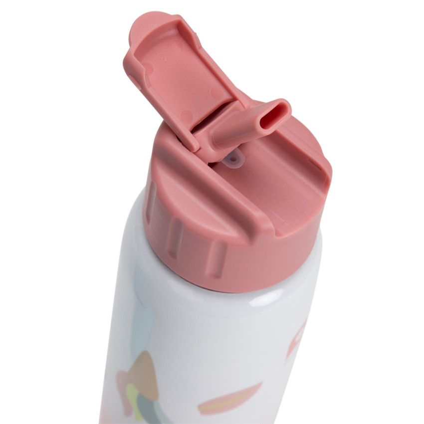 Gourde en métal avec paille 380 ml - Licorne - Ecru