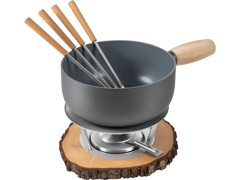 Kuhn Rikon Käsefondue-Set Alpine 7 Teile, Braun/Silber Käsefondue-Set für 4-6 Personen