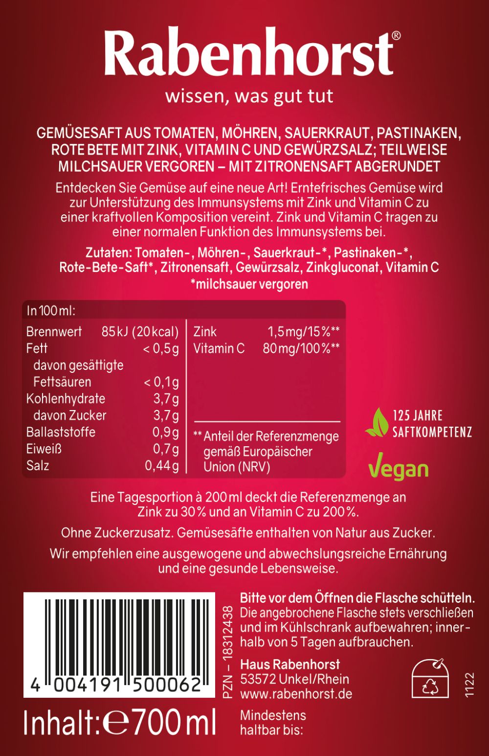 Rabenhorst Immunkraft mit Zink & Vitamin C