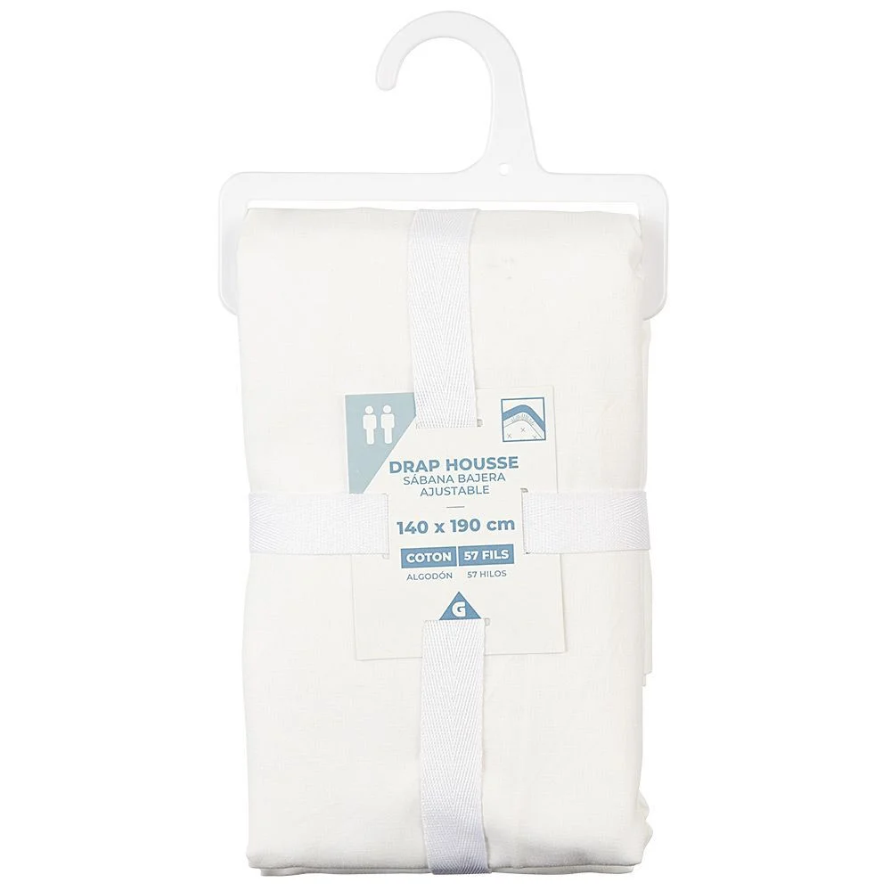 Drap housse en coton blanc 140x190 cm