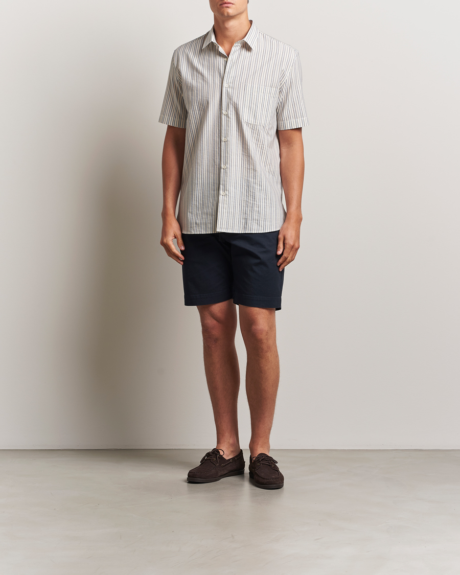 Sunspel Vintage Stripe Shirt Ecru/Denim