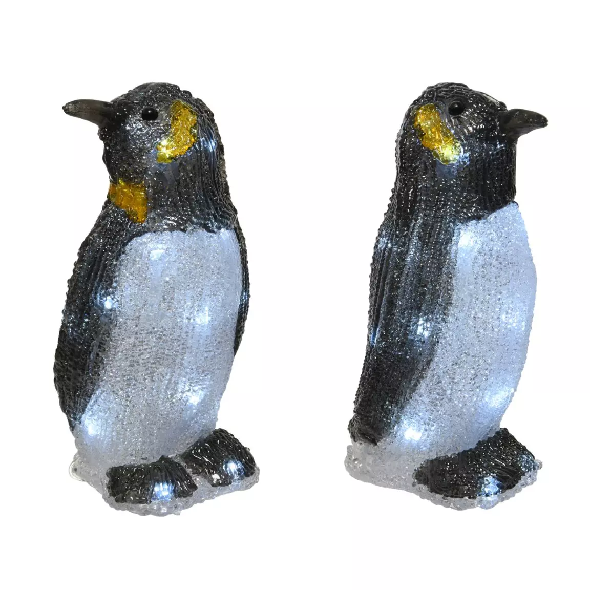 Lot de 2 pingouins lumineux sur piles 40 LED (H20 cm) Ice Blanc froid