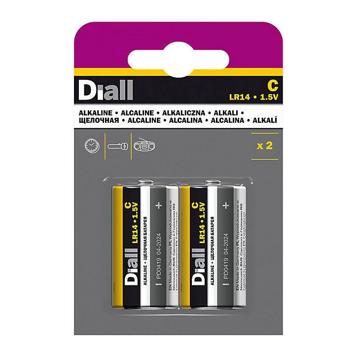 Pile alcaline C (LR14) Diall, lot de 2