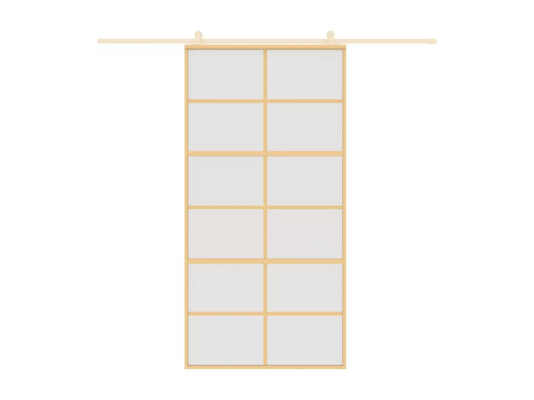 Porte coulissante doré 102,5x205 cm verre ESG dépoli aluminium
