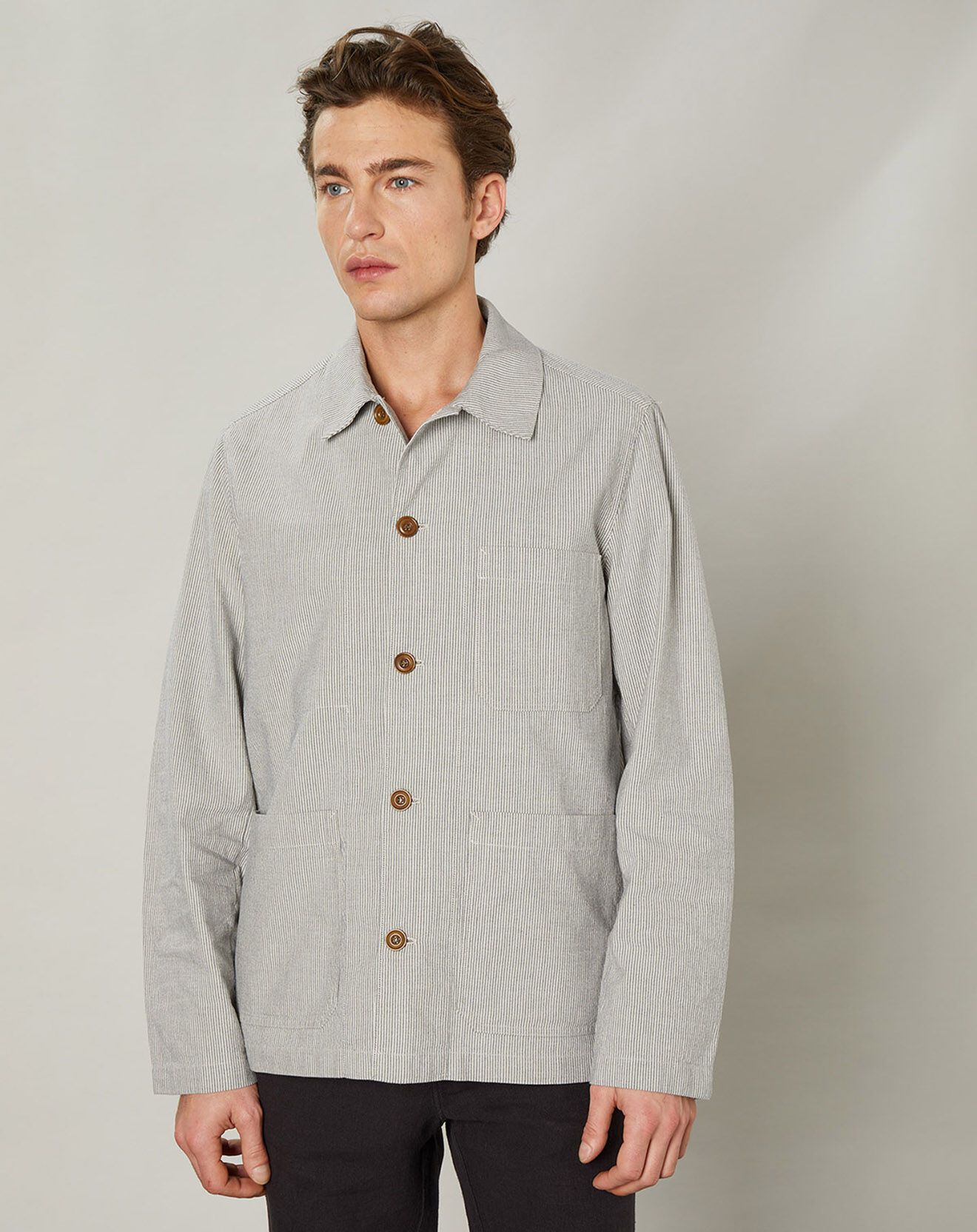 Hartford Veste en Coton & Lin Jamison natural/bleu