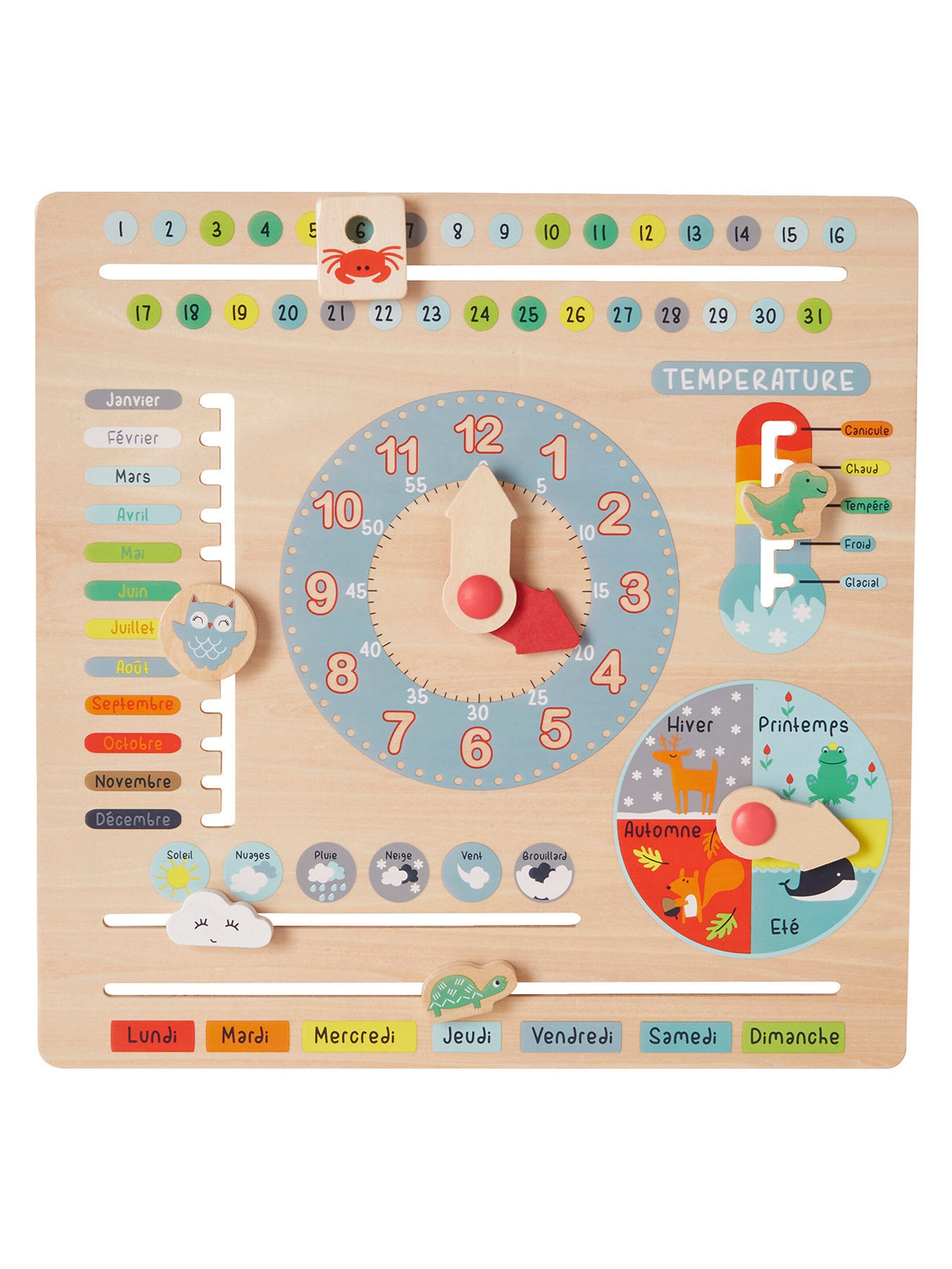 Vertbaudet Kinder Spieluhr mit Kalender, Holz FSC® mehrfarbig