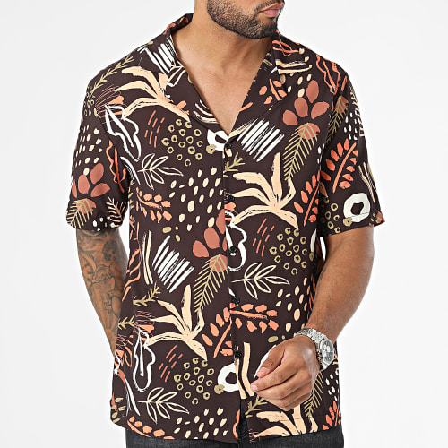 Chemise Manches Courtes Noir Floral