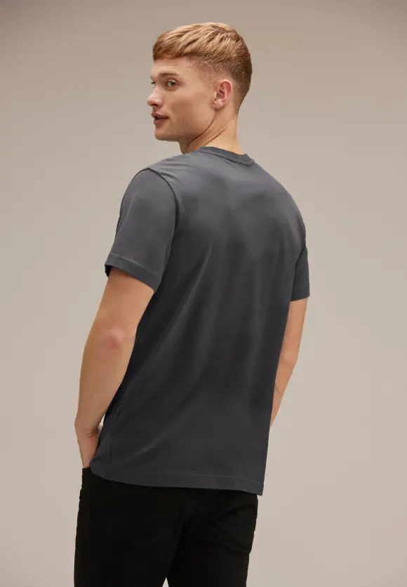 Basic T-Shirt in Unifarbe - dark iron grey