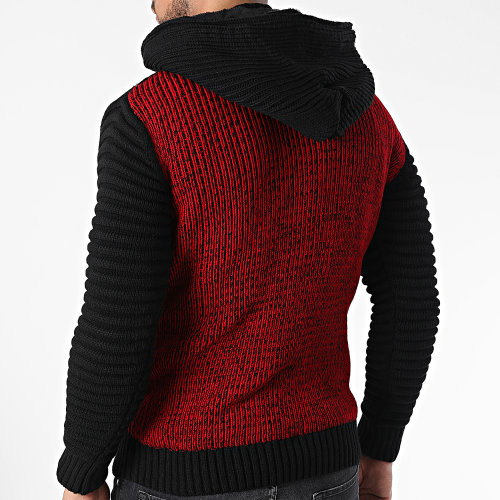 Gilet Zippé Capuche 3005 Noir Rouge