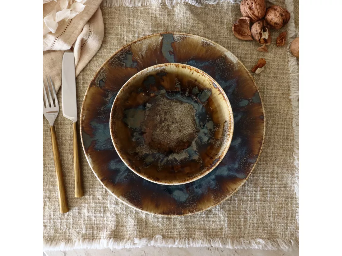 Novastyl - Lot6 Bols Salade Volcano 16cm En Porcelaine Marron