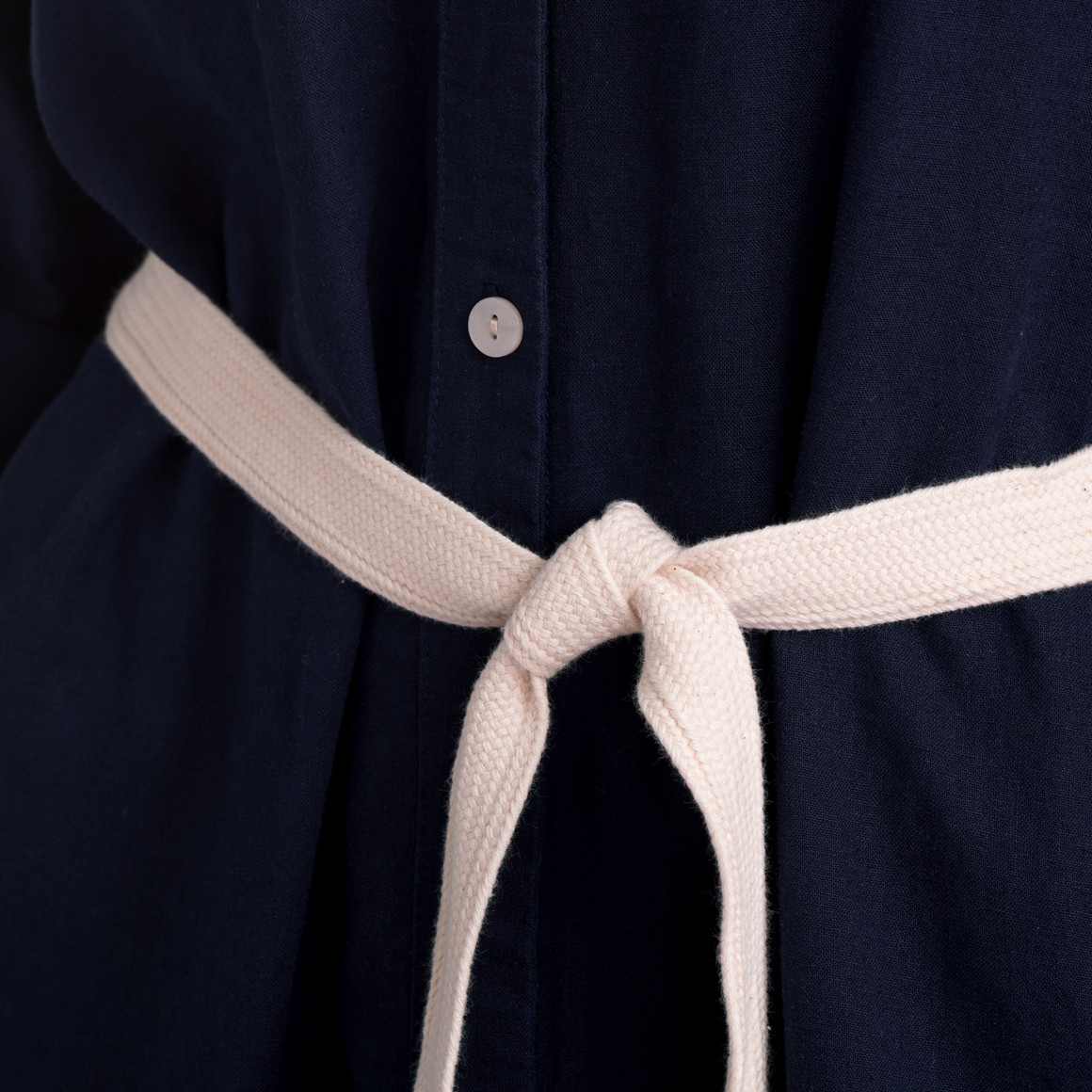 Gina Benotti Damen Leinen-Kleid mit Bindegürtel dunkelblau