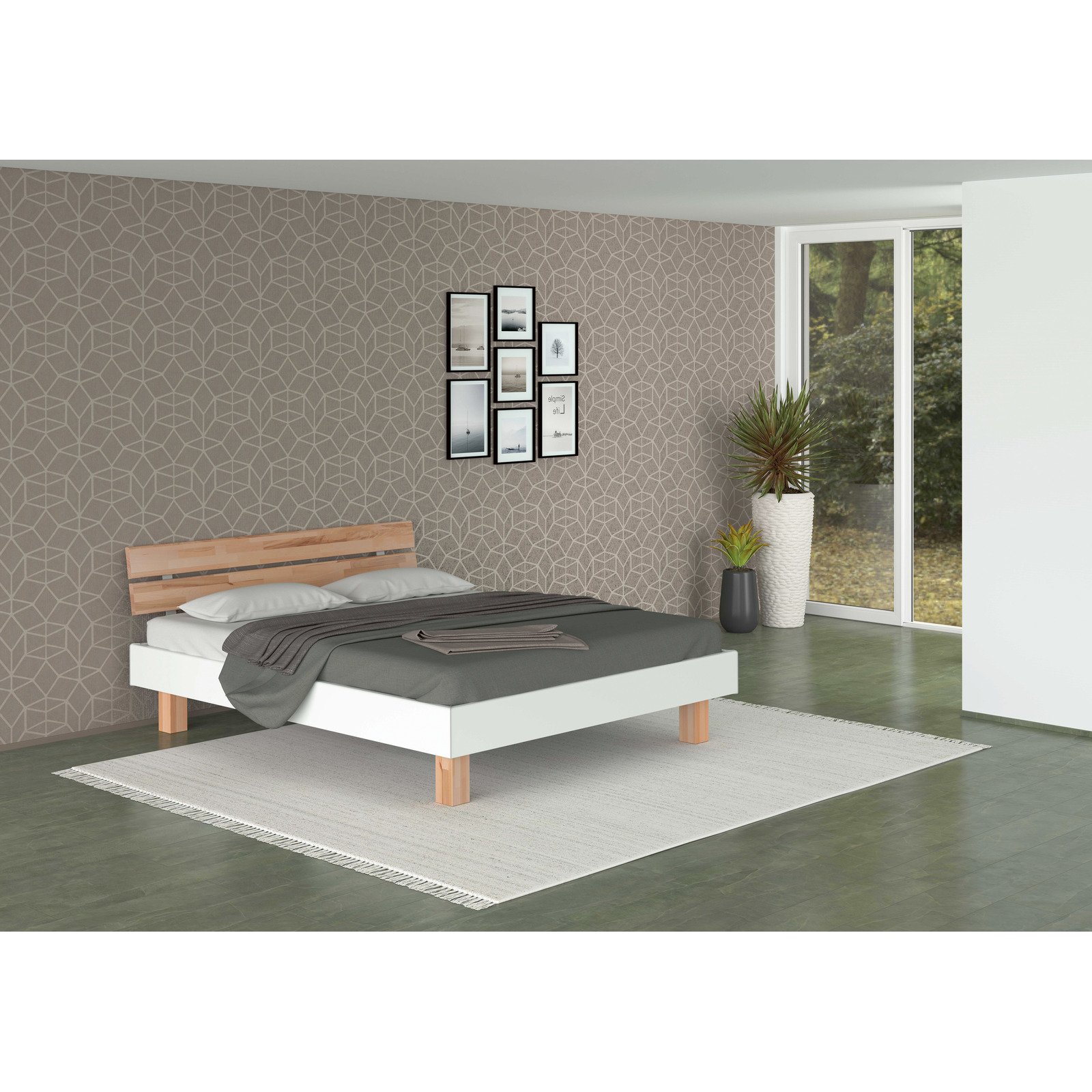 Bett Vario Dekor weiss 140 x 200 cm