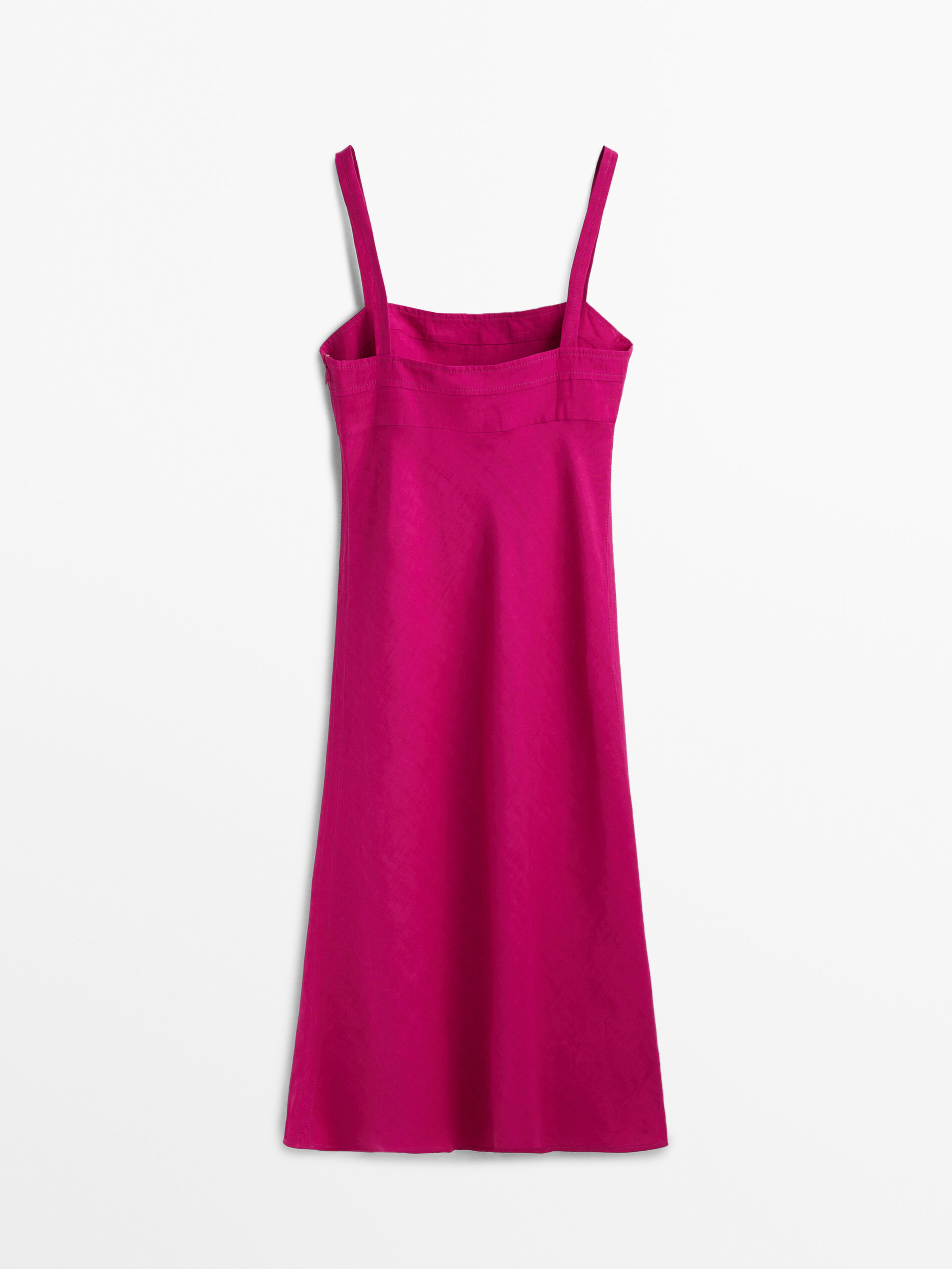 Vestido midi com laços de linho - Buganvilla