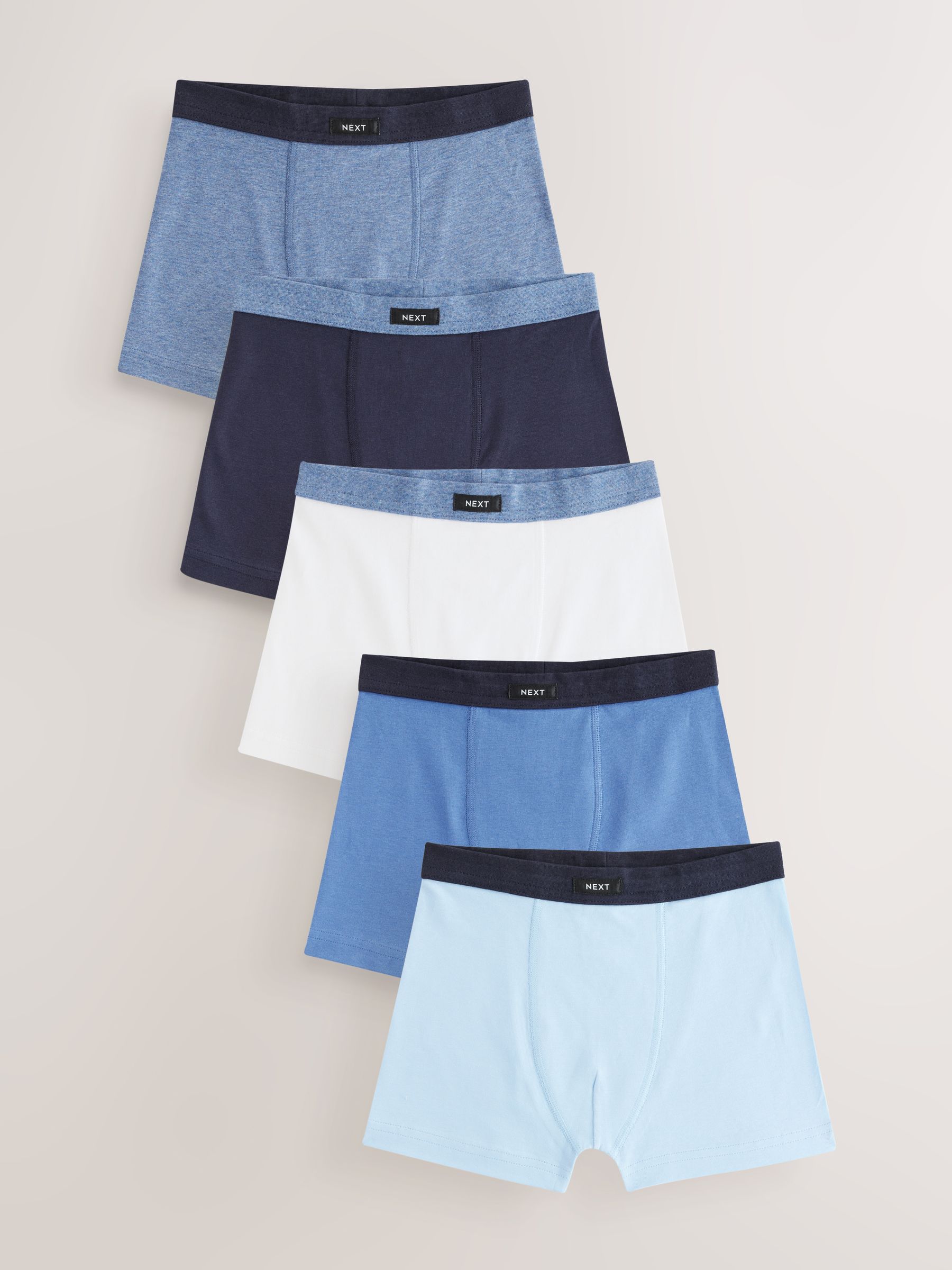 Blauw - Set van 5 boxershorts met zachte tailleband (1,5-16 jr)