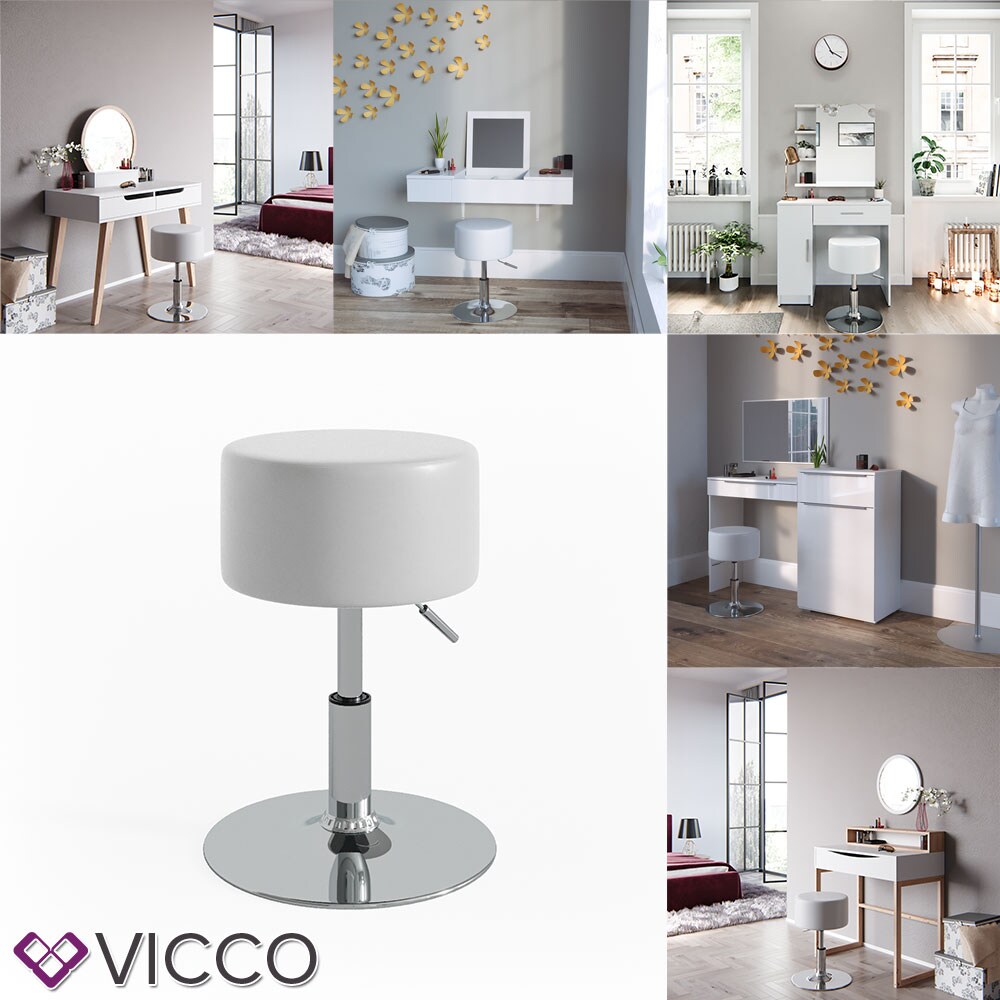 VICCO Design Hocker / Schminkhocker höhenverstellbar in weiß