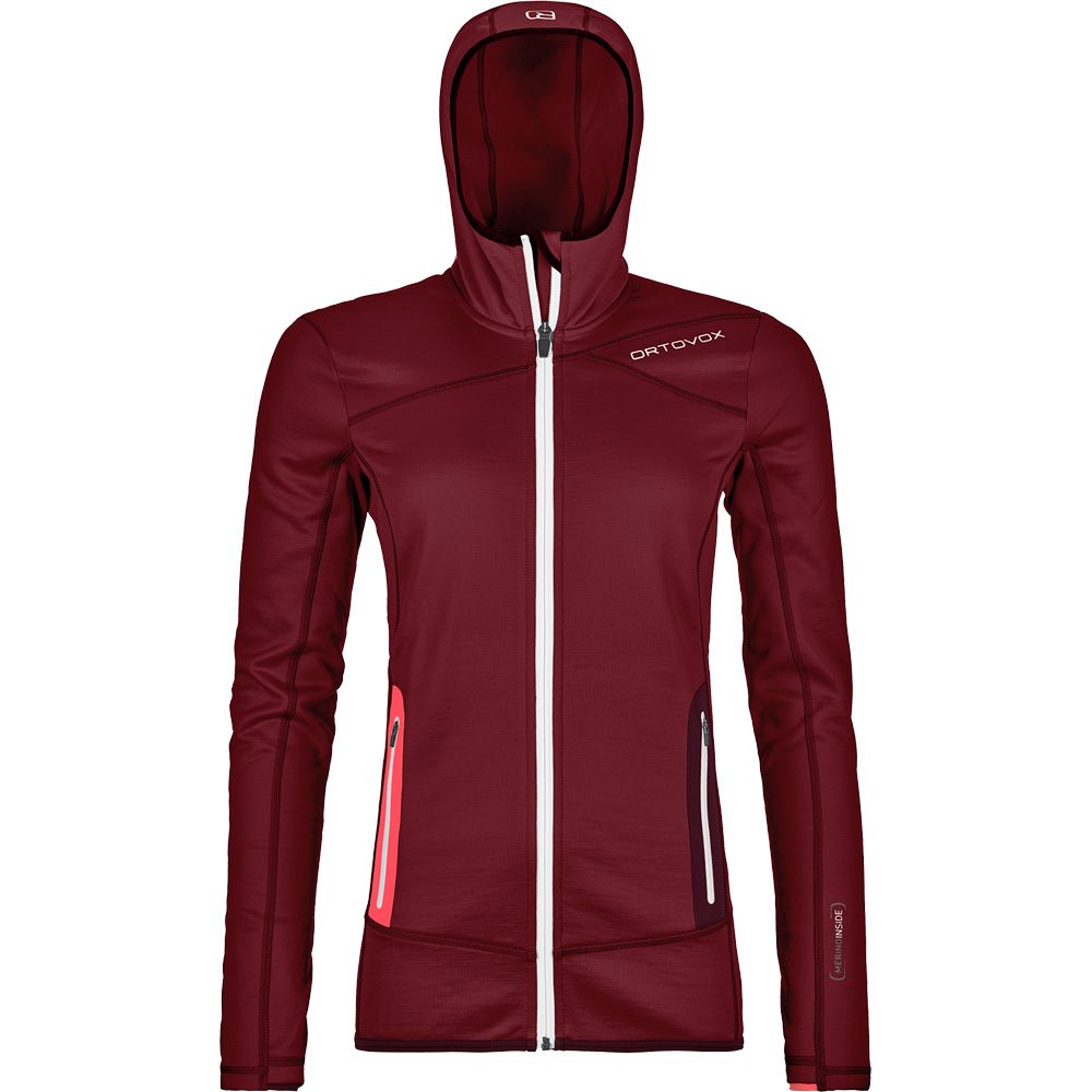 ORTOVOX Fleece Hoody Fleecejacke Damen dark blood