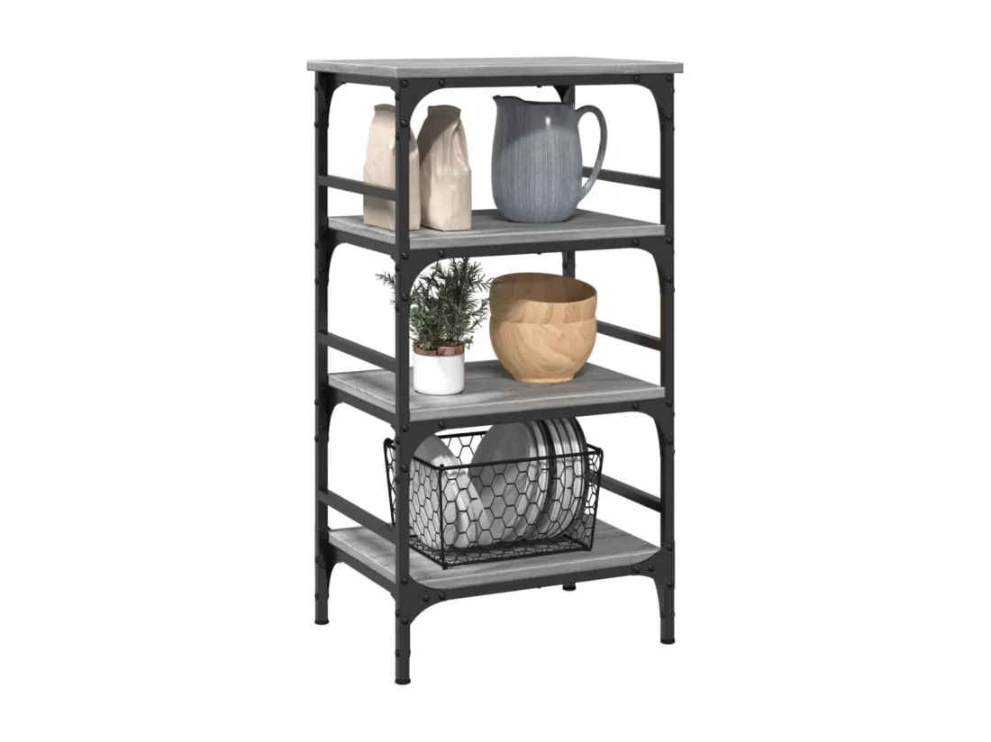Chariot de cuisine sonoma gris 45x35x89,5 cm bois d'ingénierie